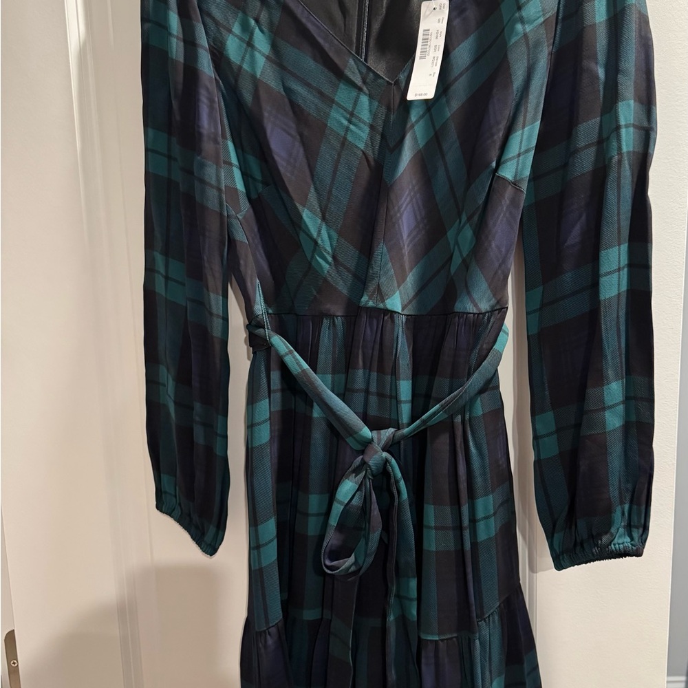 NWT J.Crew Black Watch Tartan Plaid Long Sleeve Dress